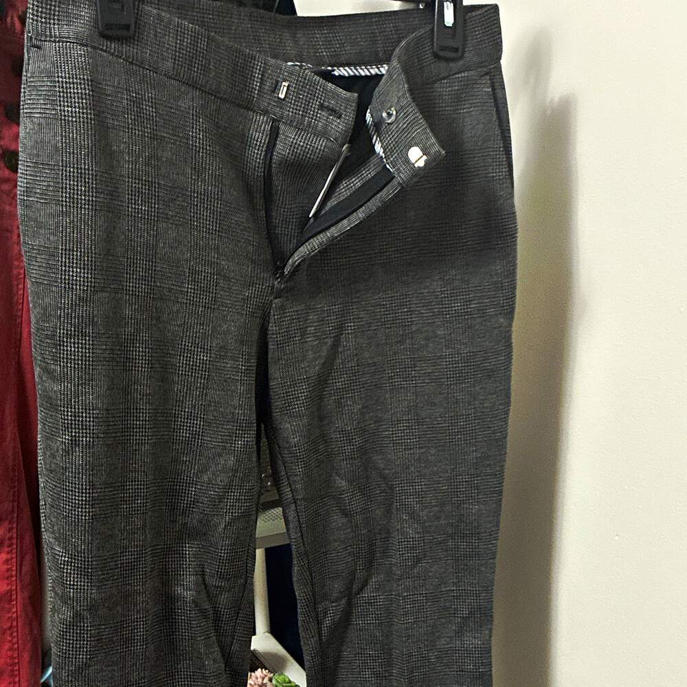 J.Jill Women’s Size S Gray Black Plaid Slim Fit Stretch Straight Leg Pants nwt